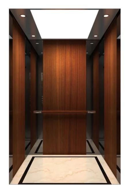 Technical diagram showing elevator components motor pulley counterweight and cables